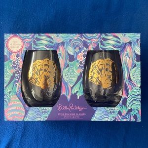 NWT Lilly Pulitzer Stemless 16oz Wine Glasses